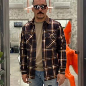 OVERSHIRT A QUADRI IN FLANELLA CON TASCHINI E COLLETTO IN VELLUTO - RELAXED FIT GL7818S