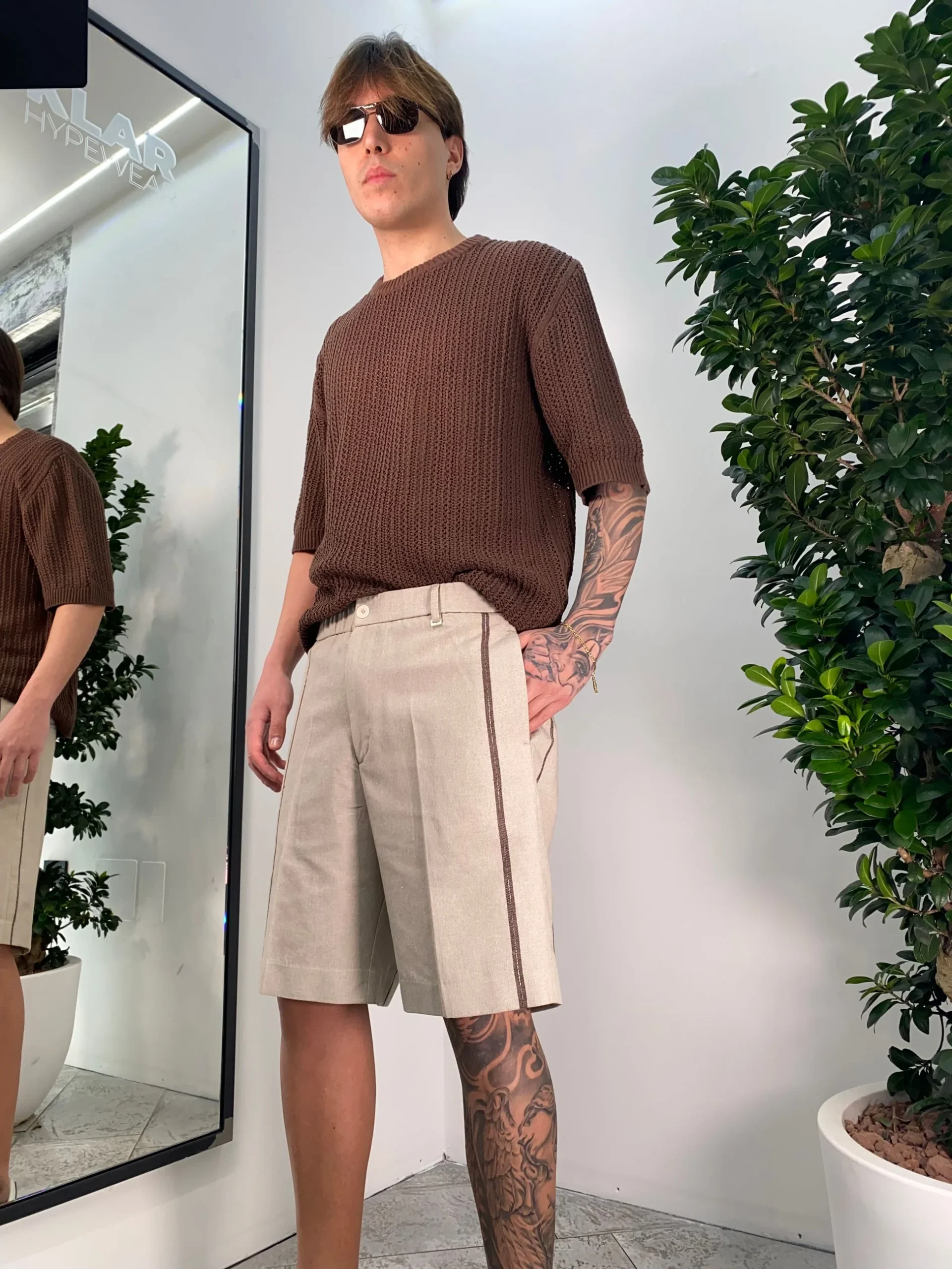 MAGLIA GIROCOLLO MEZZA MANICA RICAMATA A RETE - OVER FIT MA3209.MOR - immagine 6