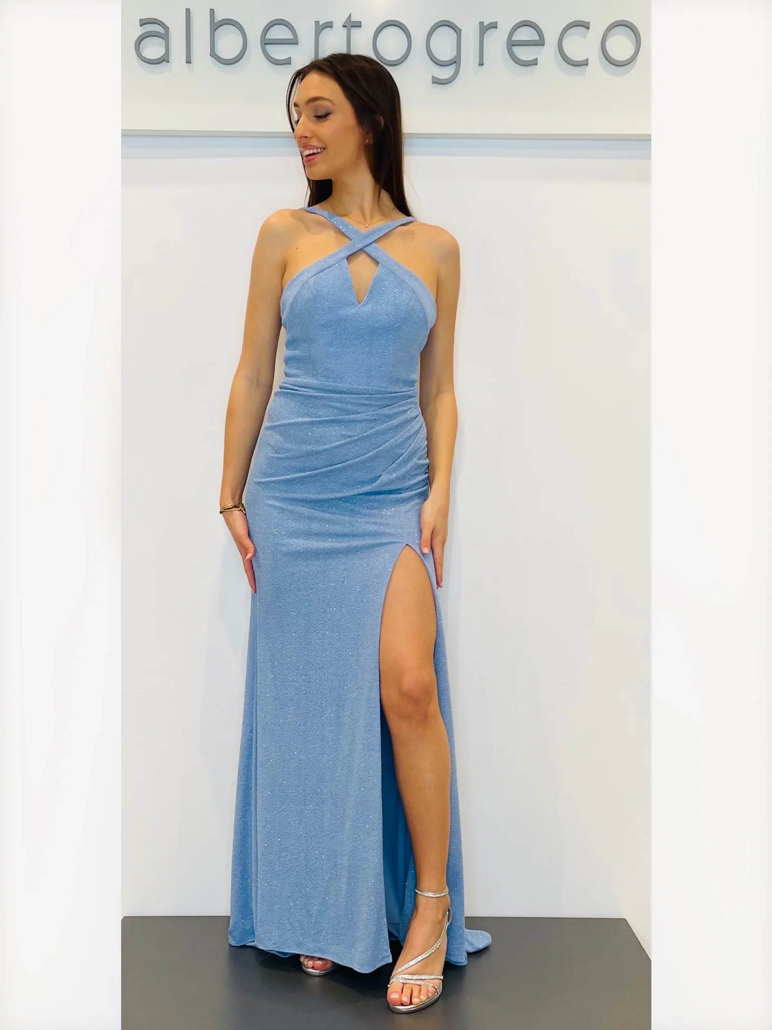 Abito a sirena in jersey glitterato - immagine 6