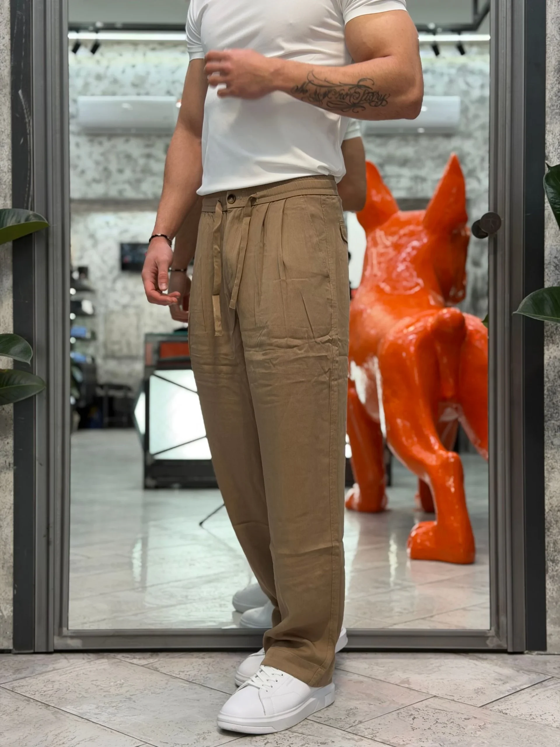 PANTALACCIO DA COMPLETO IN MORBIDO TESSUTO LYOCELL CON TASCA AMERICA - OVER FIT GLW084G.CAM - immagine 3