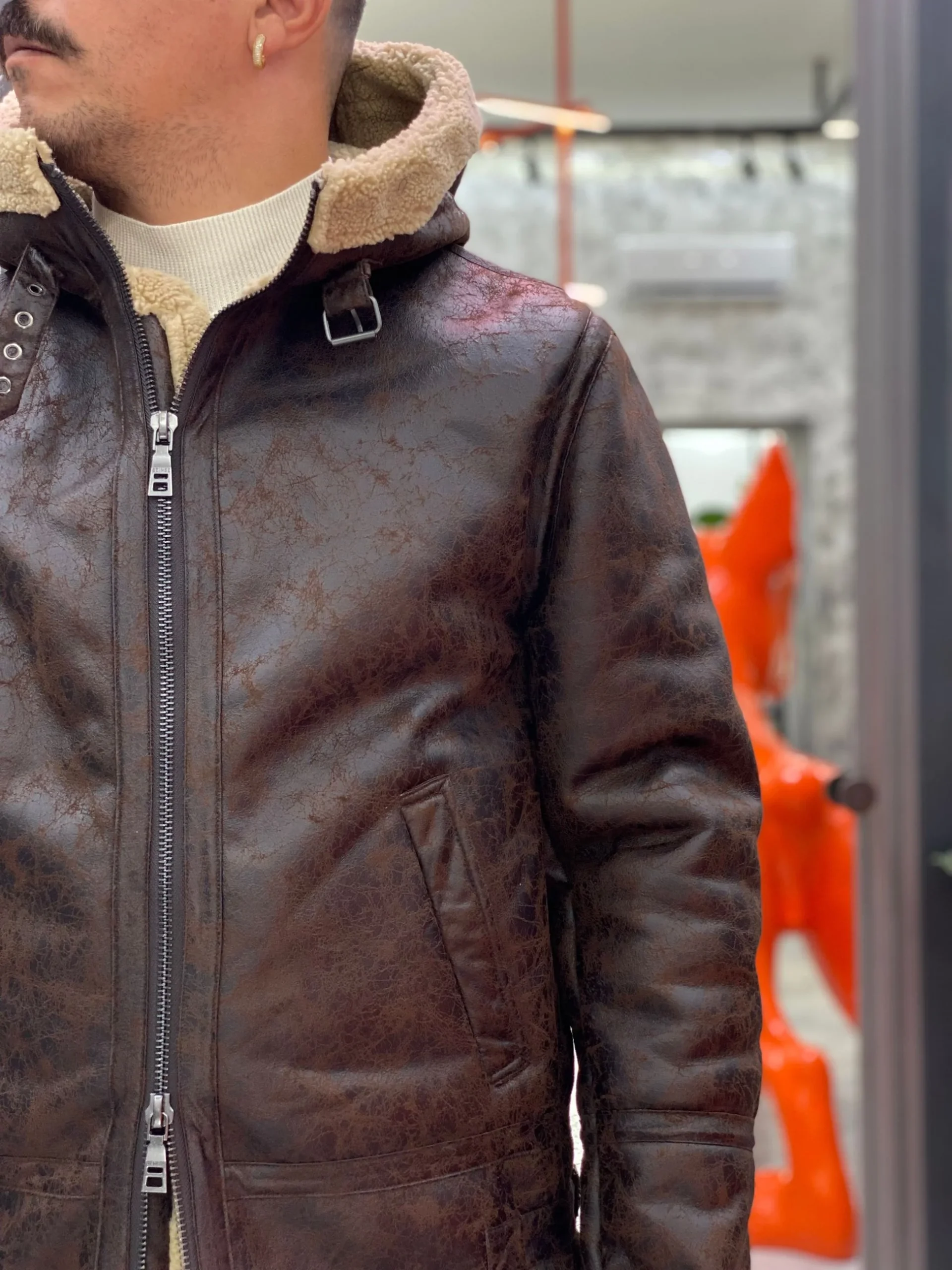 ECOMONTONE CON CAPPUCCIO EFFETTO MARMORIZZATO - REGULAR FIT BGI1092SS.MOR - immagine 6