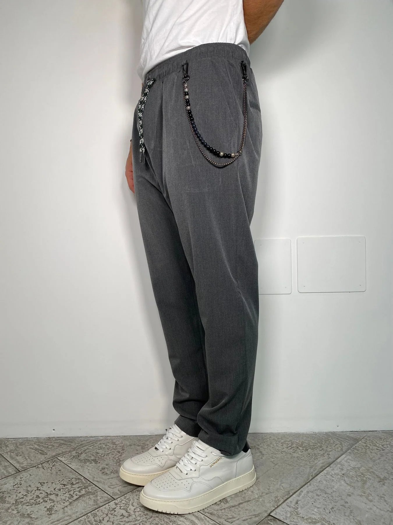 PANTALACCIO LEONARD IN TESSUTO ELASTICIZZATO CON ACCESSORIO CATENA REMOVIBILE - REGULAR FIT - immagine 3