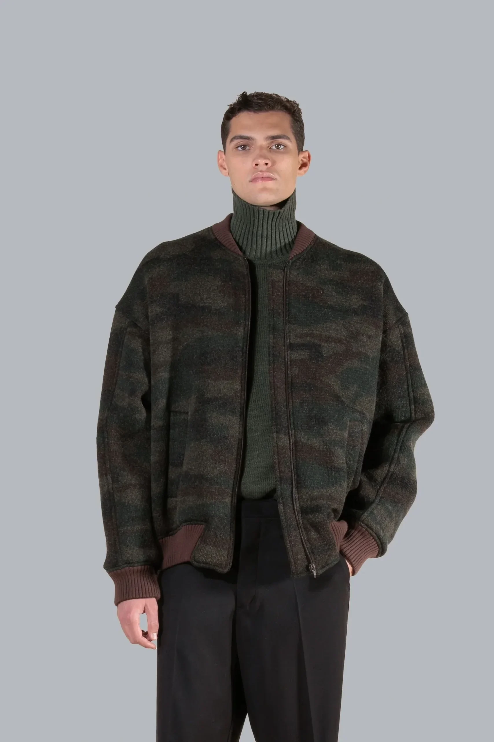 BOMBER IN LANA FANTASIA CAMOUFLAGE - OVERSIZE FIT - immagine 3