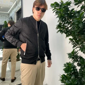 GIUBBINO COLLEGE IN ECOCAMOSCIO CON ELASTICO AL FONDO - REGULAR FIT GL9730-S25.NER