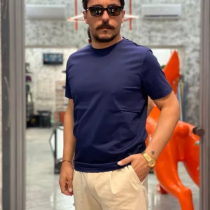 T-SHIRT IN PREGIATO ED ELEGANTE COTONE MERCERIZZATO - REGULAR FIT MK9910094.BLU