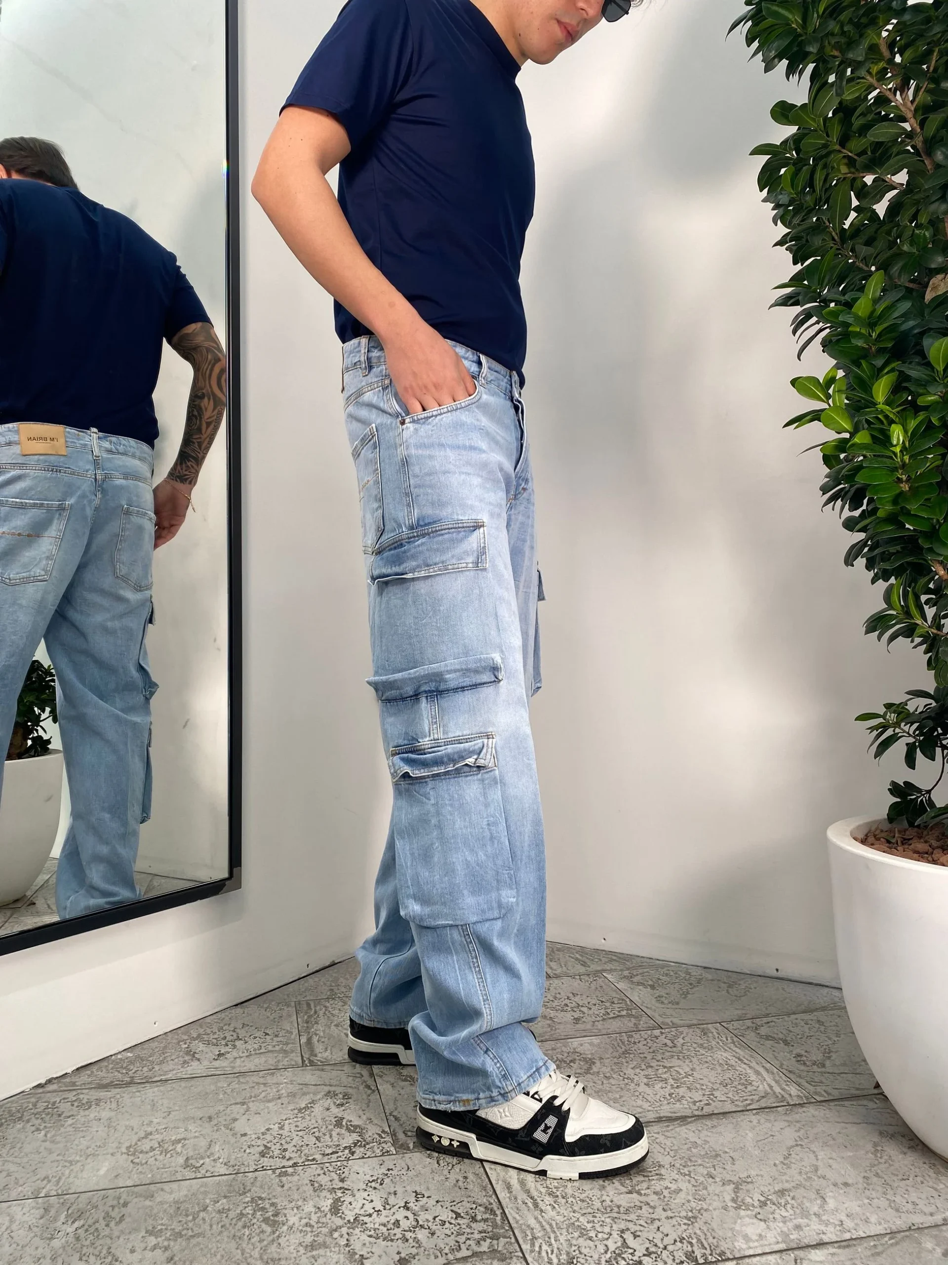 JEANS CARGO IN TELA FISSA CON TASCONI LAVAGGIO CHIARO - RELAXED FIT FRED L11/25 - immagine 4