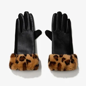 GUANTI ALEXIA IN ECOPELLE CON POLSINI IN ECOPELLICCIA LEOPARDATA E FUNZIONE TOUCHSCREEN 10063101