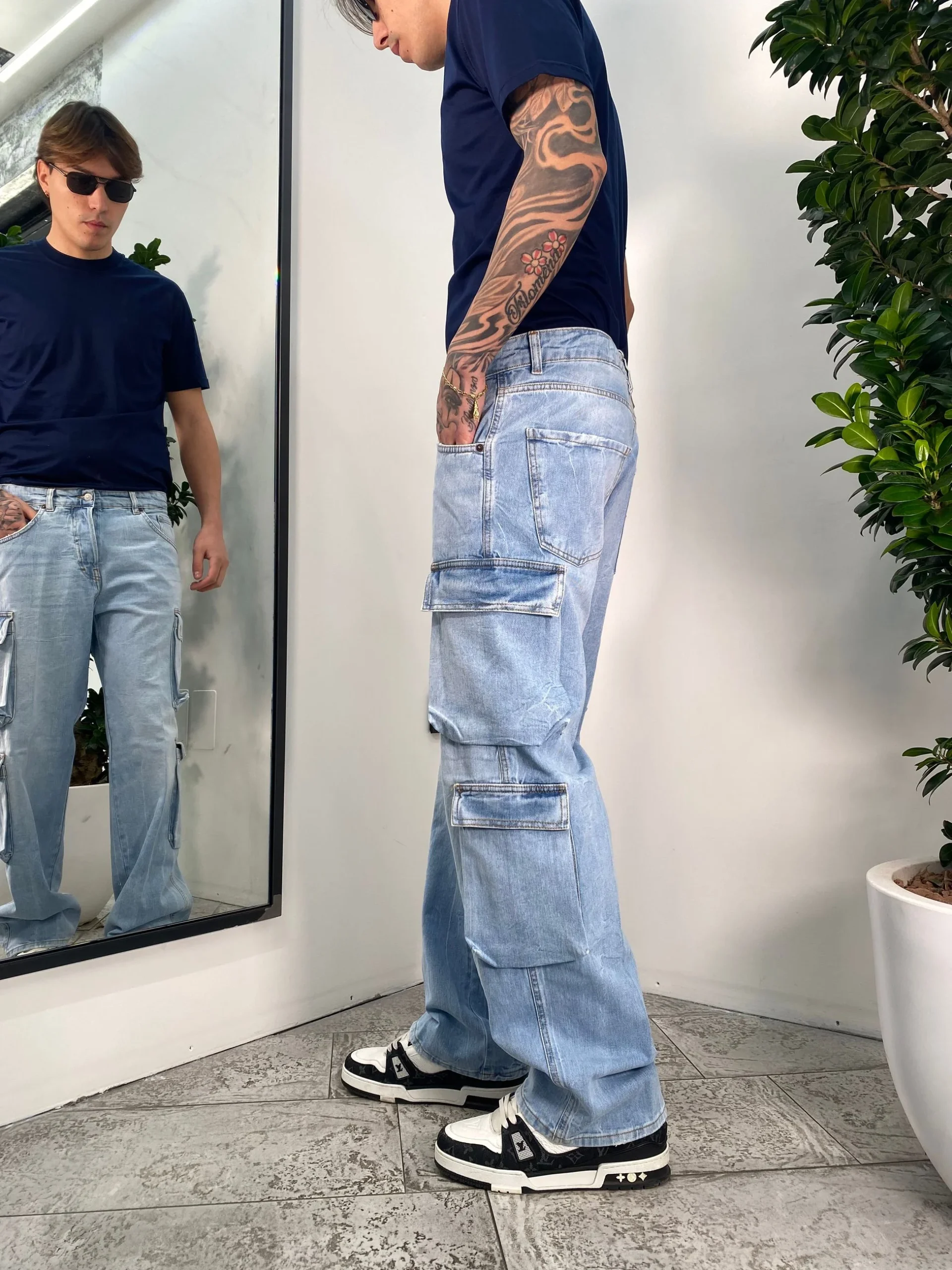 JEANS CARGO IN TELA FISSA CON TASCONI LAVAGGIO CHIARO - RELAXED FIT FRED L11/25 - immagine 6