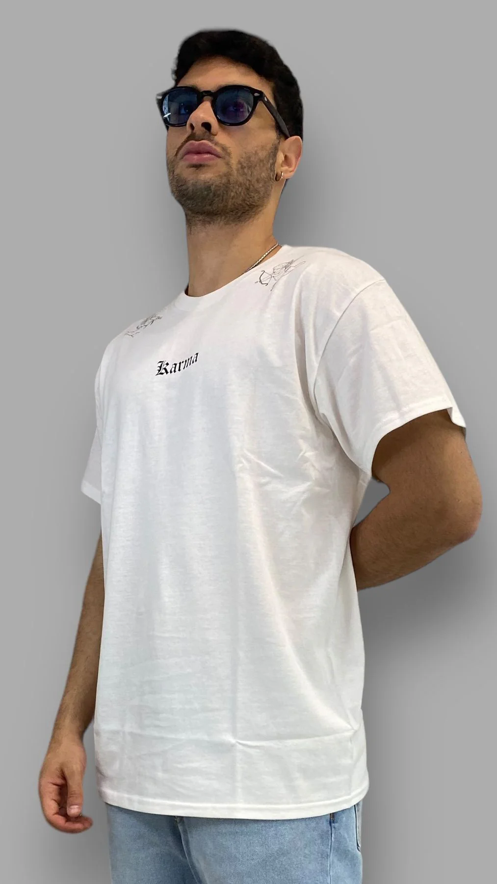 T-SHIRT STAMPA ANGELI KARMA - SEMI OVER FIT - immagine 3