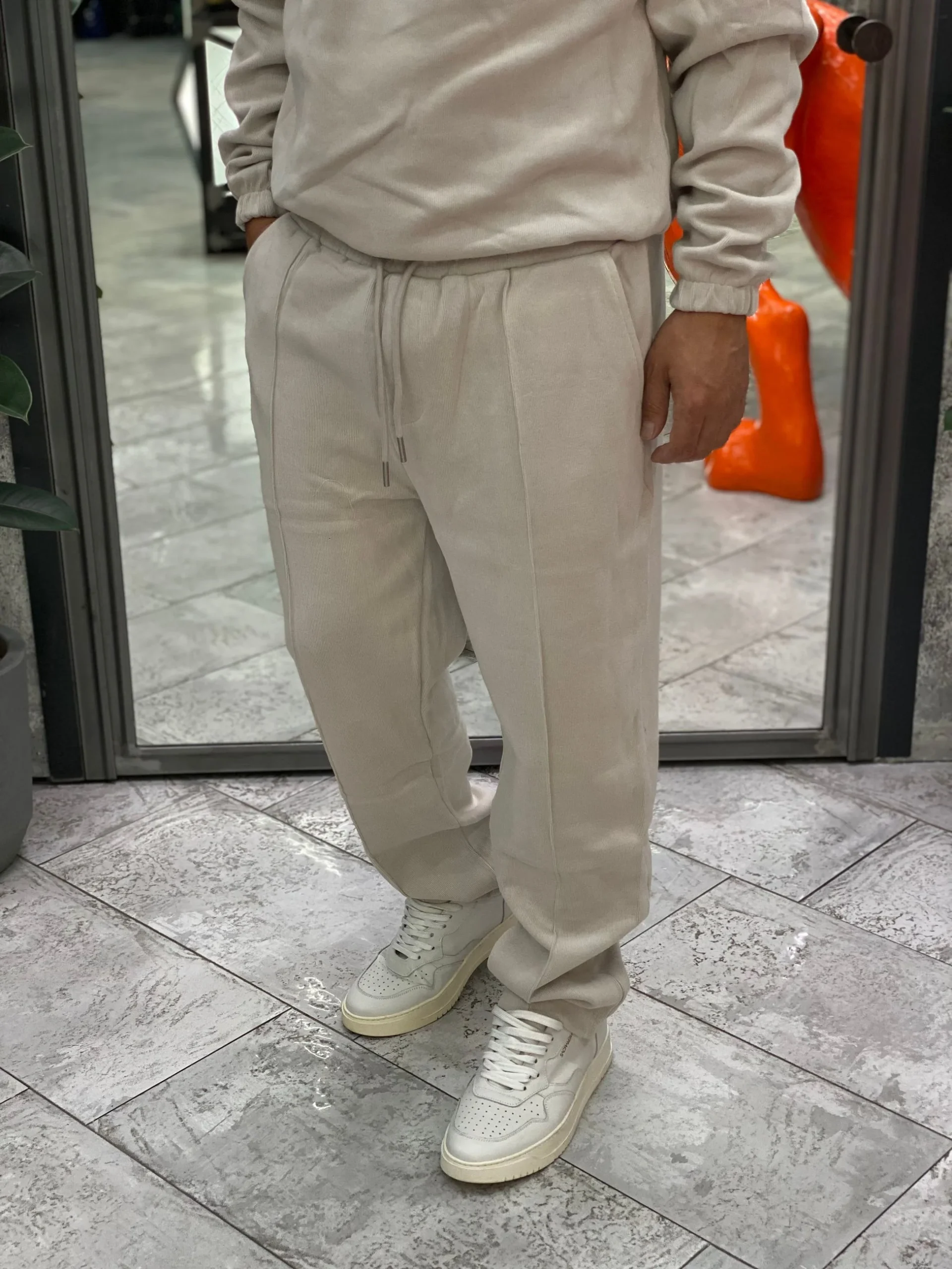 PANTALONE TUTA FONDO AMPIO CON ELASTICO E RIGA CENTRALE - RELAXED FIT GL8013C.ICE - immagine 2