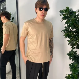 T-SHIRT BASIC IN LEGGERISSIMO E PREGIATO FILO DI SCOZIA - REGULAR FIT FD299 - MA312.BEI