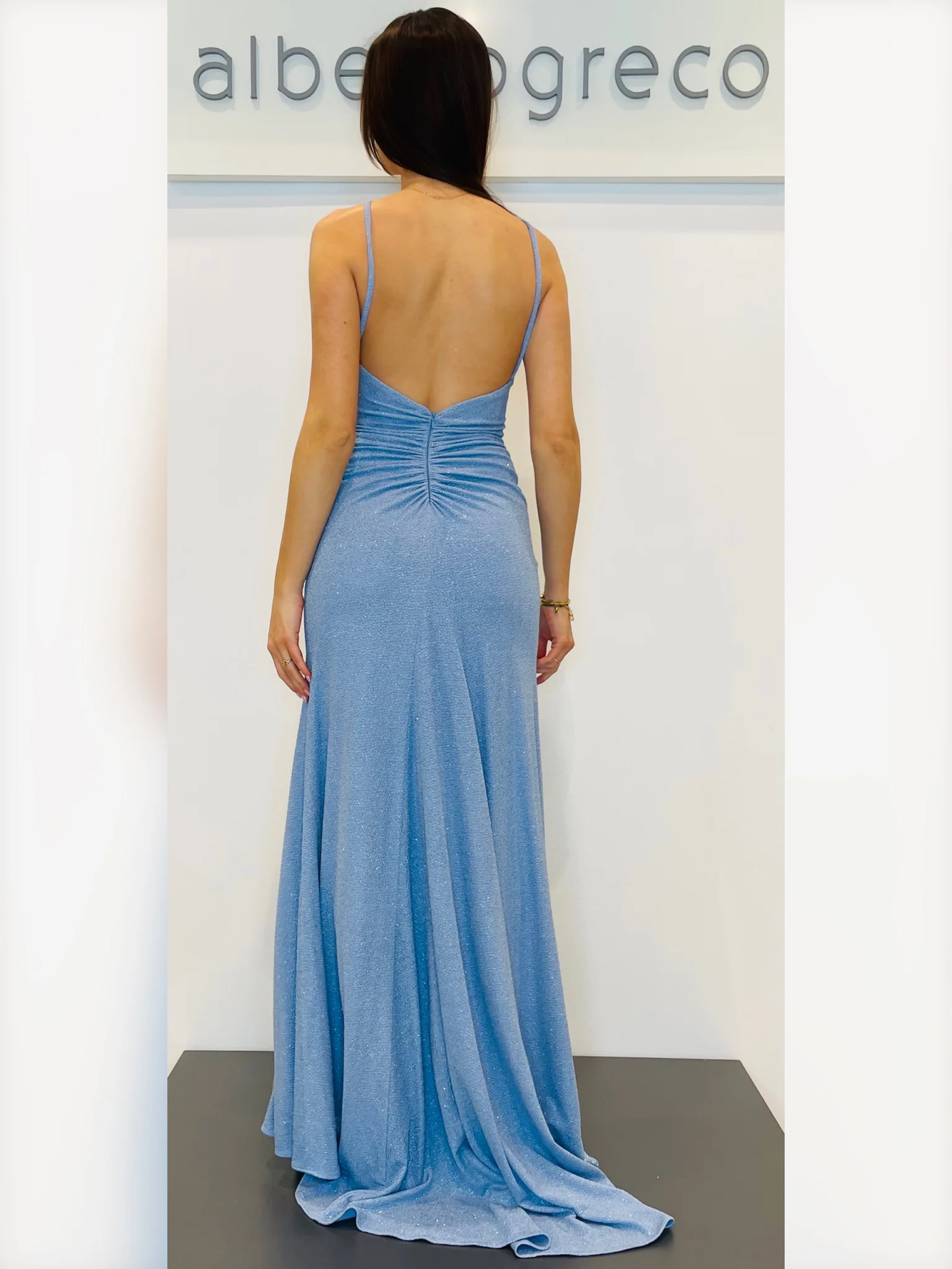 Abito a sirena in jersey glitterato - immagine 4