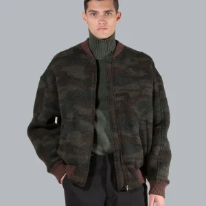 BOMBER IN LANA FANTASIA CAMOUFLAGE - OVERSIZE FIT