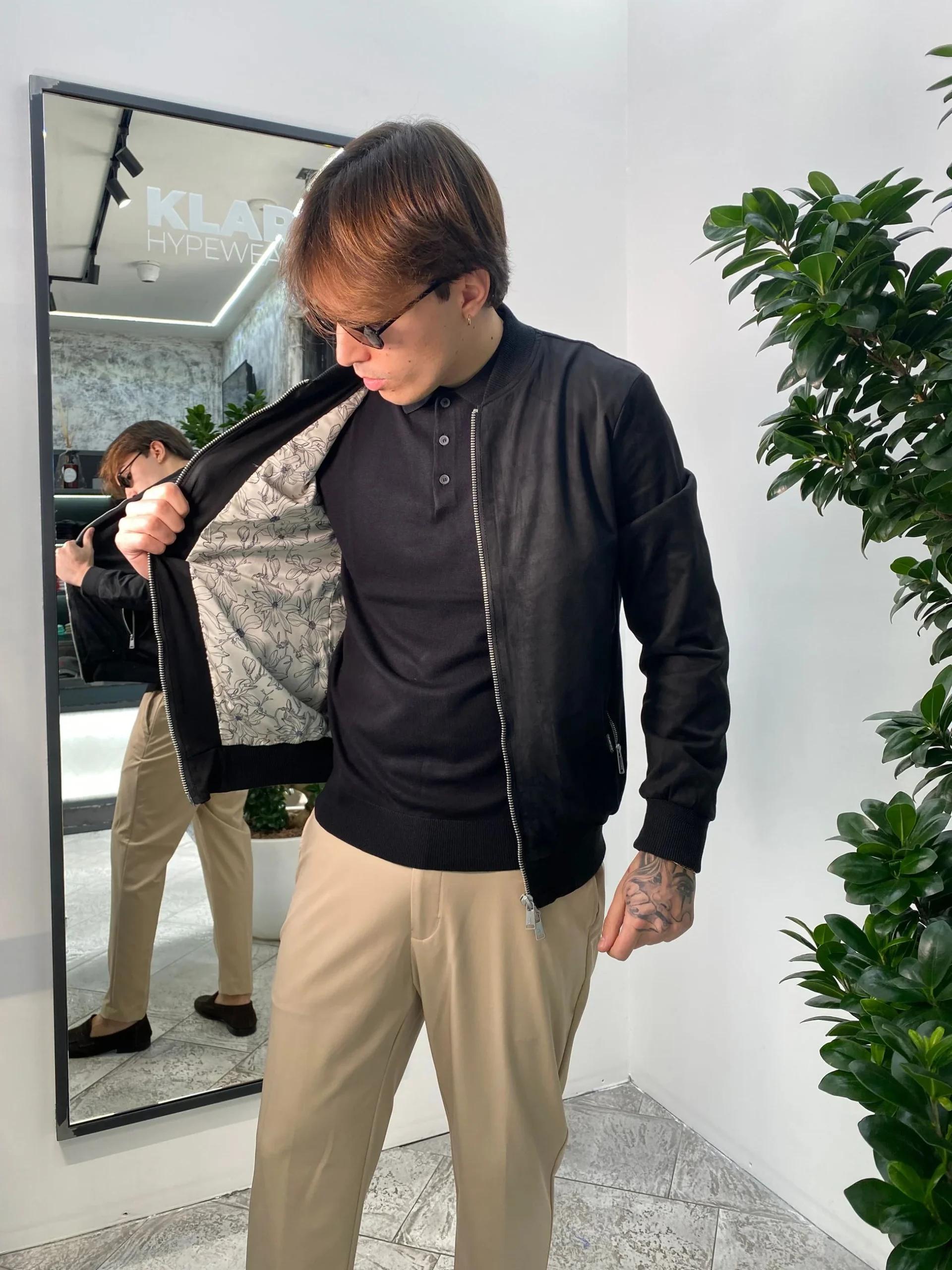 GIUBBINO COLLEGE IN ECOCAMOSCIO CON ELASTICO AL FONDO - REGULAR FIT GL9730-S25.NER - immagine 3