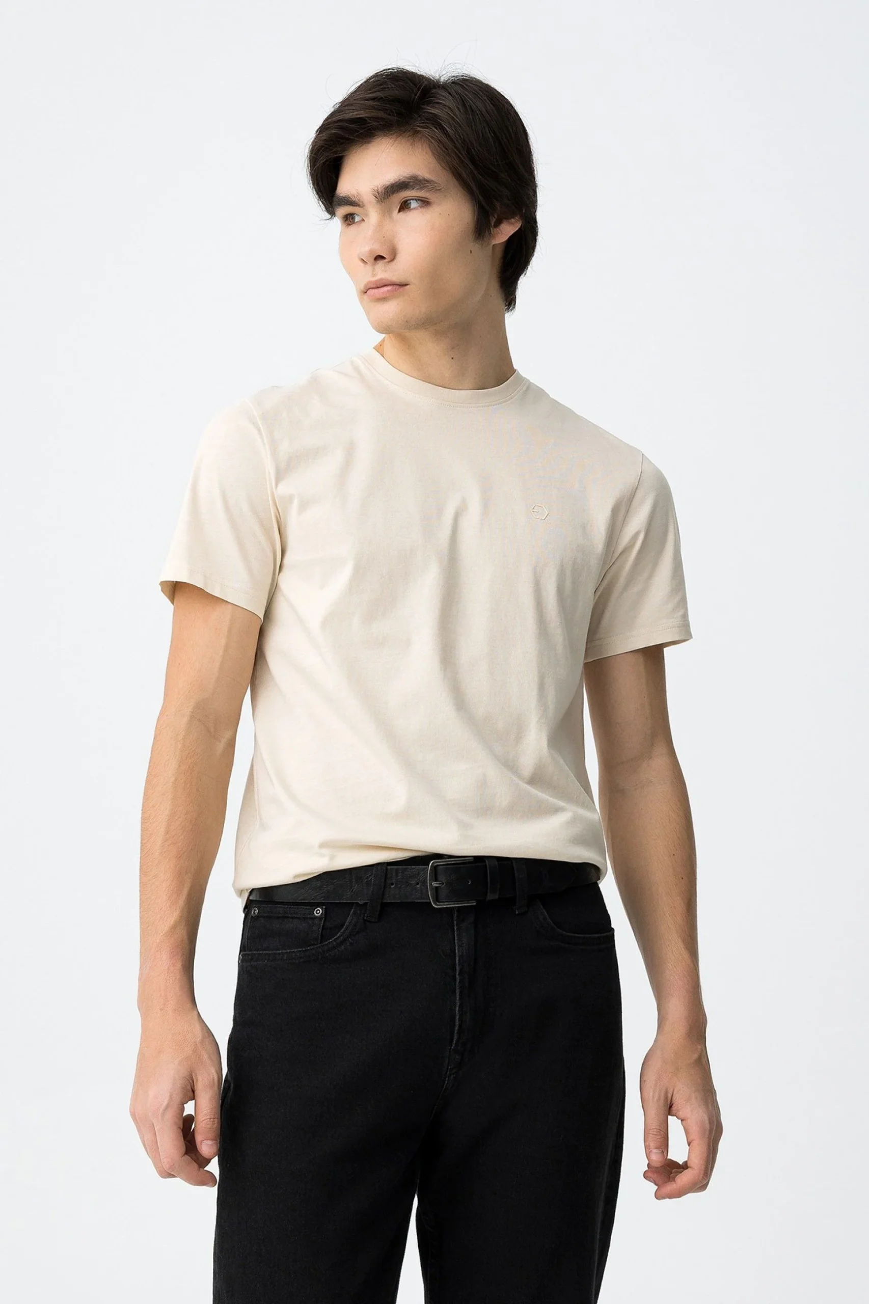 T-SHIRT BARTON BASIC IN 100% COTONE CON LOGO LATO CUORE - REGULAR FIT 10048304.BEI - immagine 2