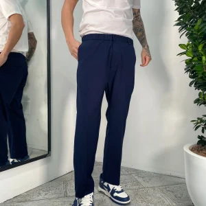 PANTALONE DA COORDINATO GAMBA DRITTA IN POLIVISCOSA CON ELASTICO IN VITA - RELAXED FIT PA3268.BLU