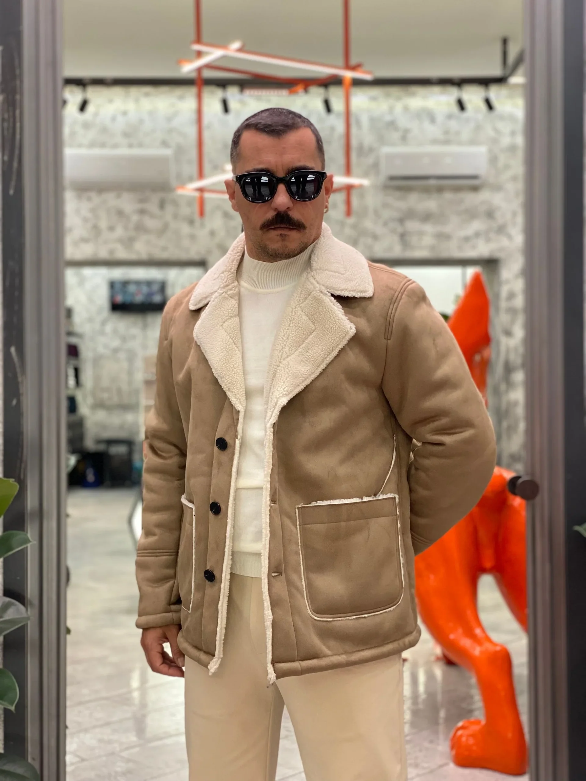 GIACCA IN ECOMONTONE CON COLLO E TASCHE A TOPPA - REGULAR FIT GBI1080SS.FAN - immagine 3