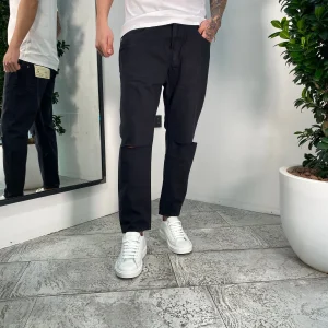 JEANS COOPER IN TELA FISSA CON STRAPPO AL GINOCCHIO - CARROT FIT GL2503YH.NER