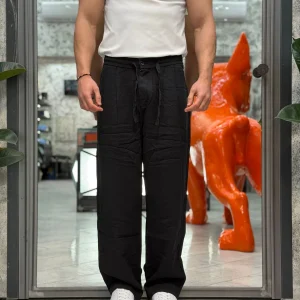 PANTALACCIO DA COMPLETO IN MORBIDO TESSUTO LYOCELL CON TASCA AMERICA - OVER FIT GLW084G.NER