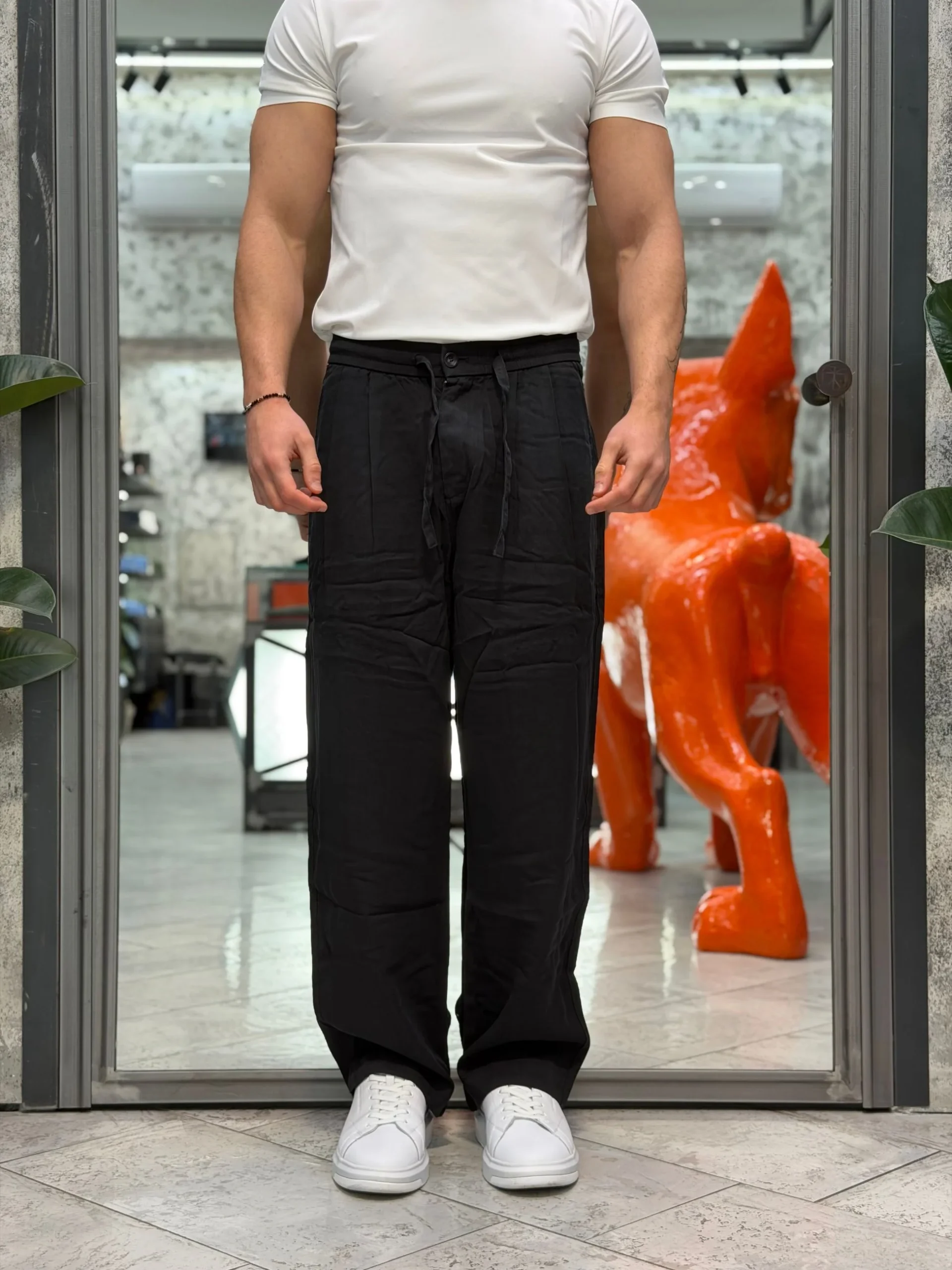 PANTALACCIO DA COMPLETO IN MORBIDO TESSUTO LYOCELL CON TASCA AMERICA - OVER FIT GLW084G.NER