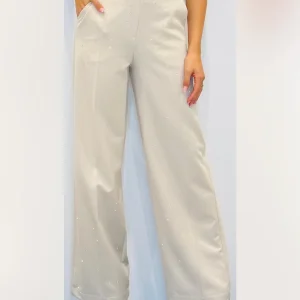 Pantaloni a palazzo con strass