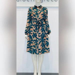 Abito chemisier in raso fantasia