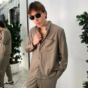 OVERSHIRT DA COORDINATO IN TESSUTO ELEGANTE CON TASCHINO - RELAXED FIT GBE1014SS.FAN