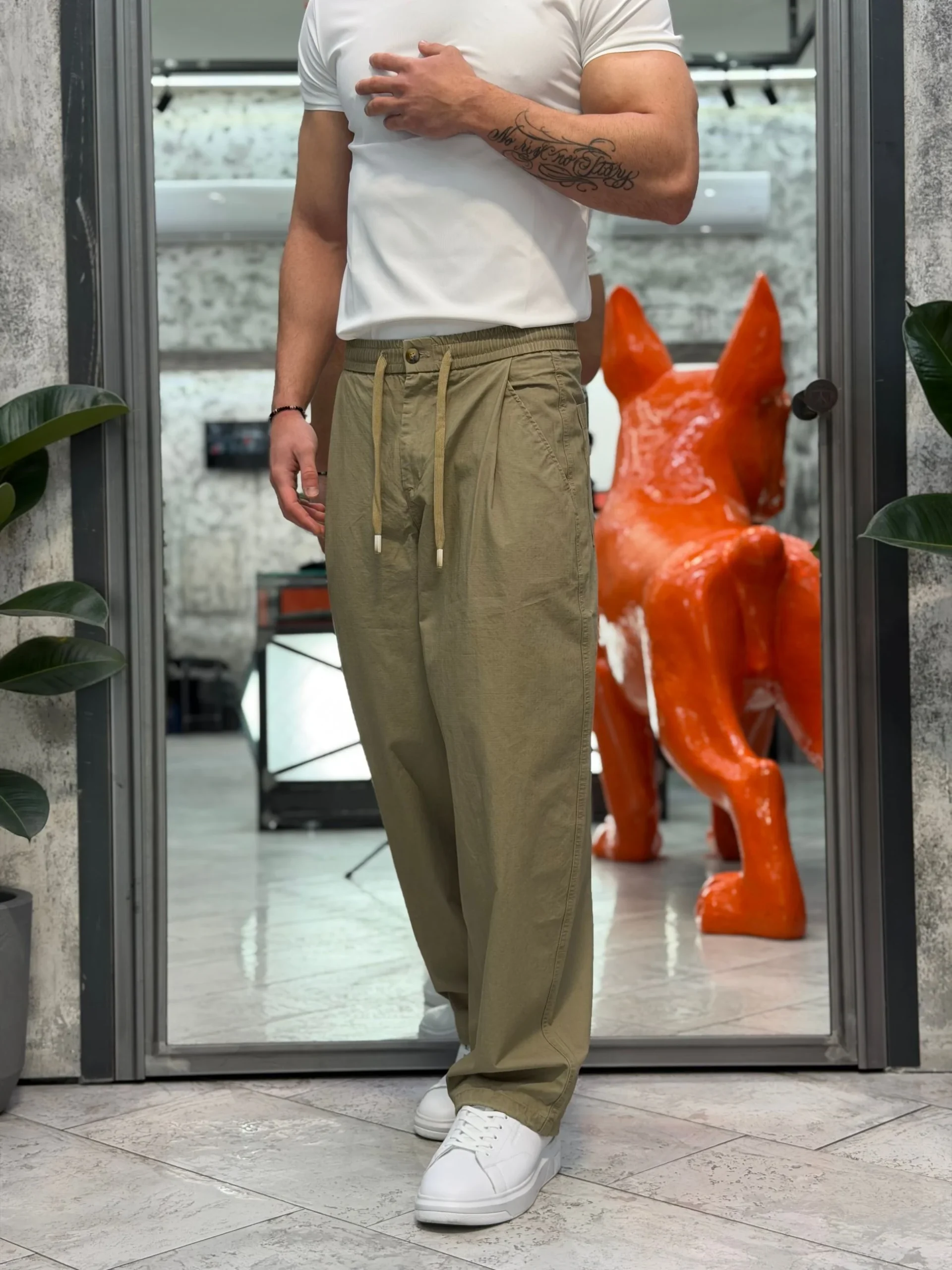 PANTALACCIO IN 100% COTONE MODELLO JAPAN CON PINCE (LACCETTO REGOLABILE AL FONDO) - OVER FIT GLW081G - immagine 3