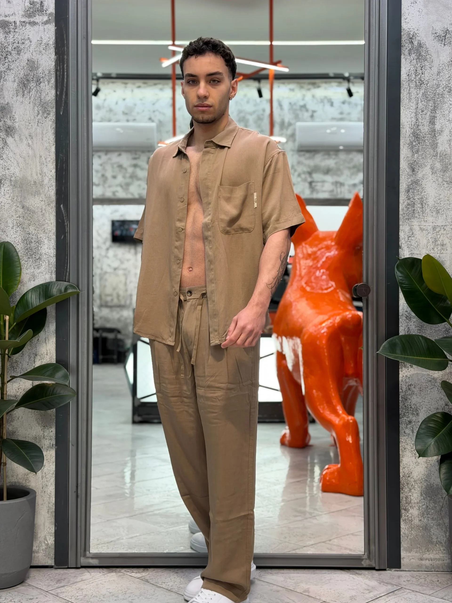 PANTALACCIO DA COMPLETO IN MORBIDO TESSUTO LYOCELL CON TASCA AMERICA - OVER FIT GLW084G.CAM - immagine 8