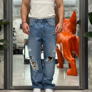 JEANS MAX MEDIUM WASH CON MACRO ABRASIONI - WIDE FIT GL6503Q