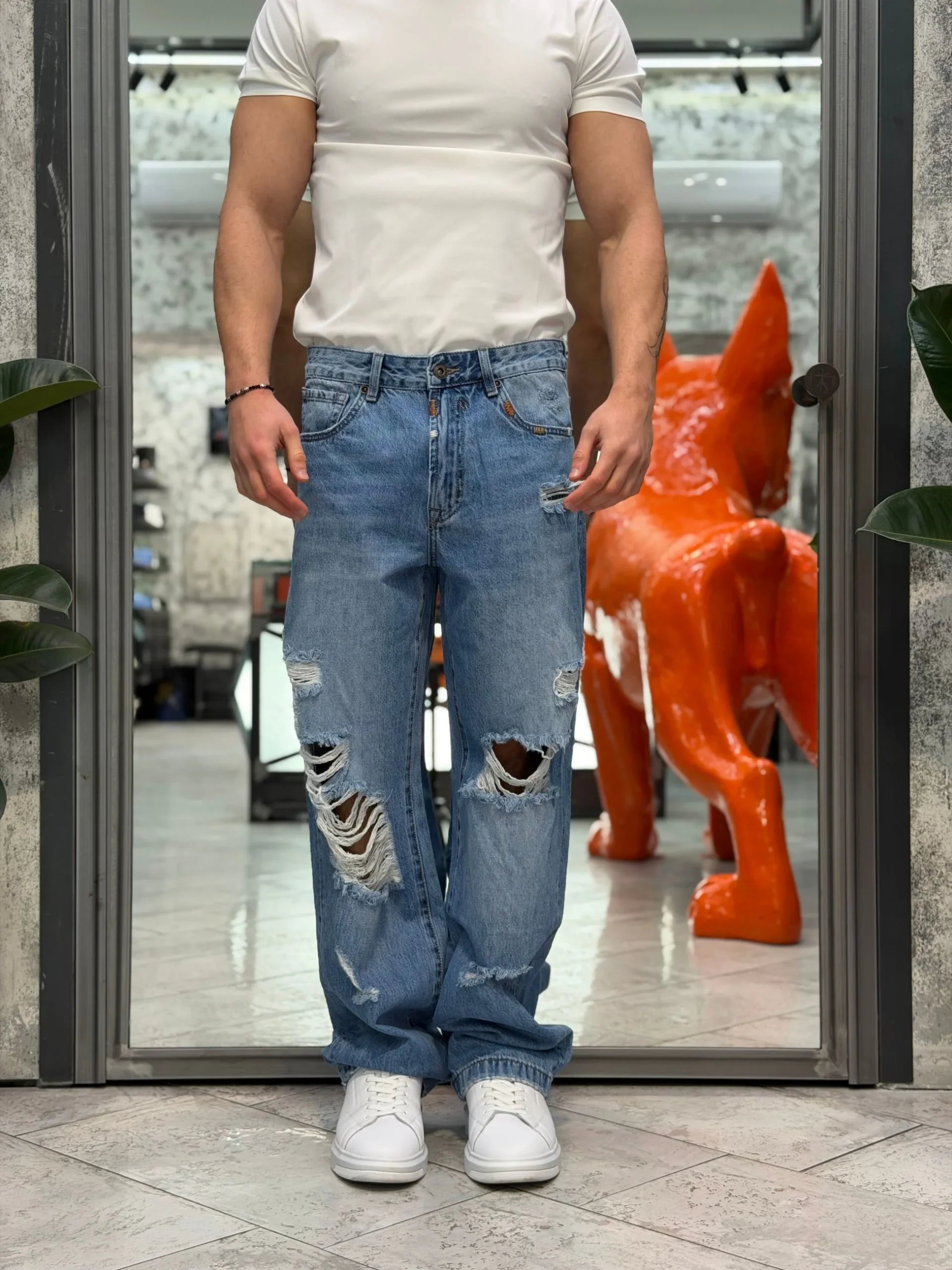 JEANS MAX MEDIUM WASH CON MACRO ABRASIONI - WIDE FIT GL6503Q - immagine 2