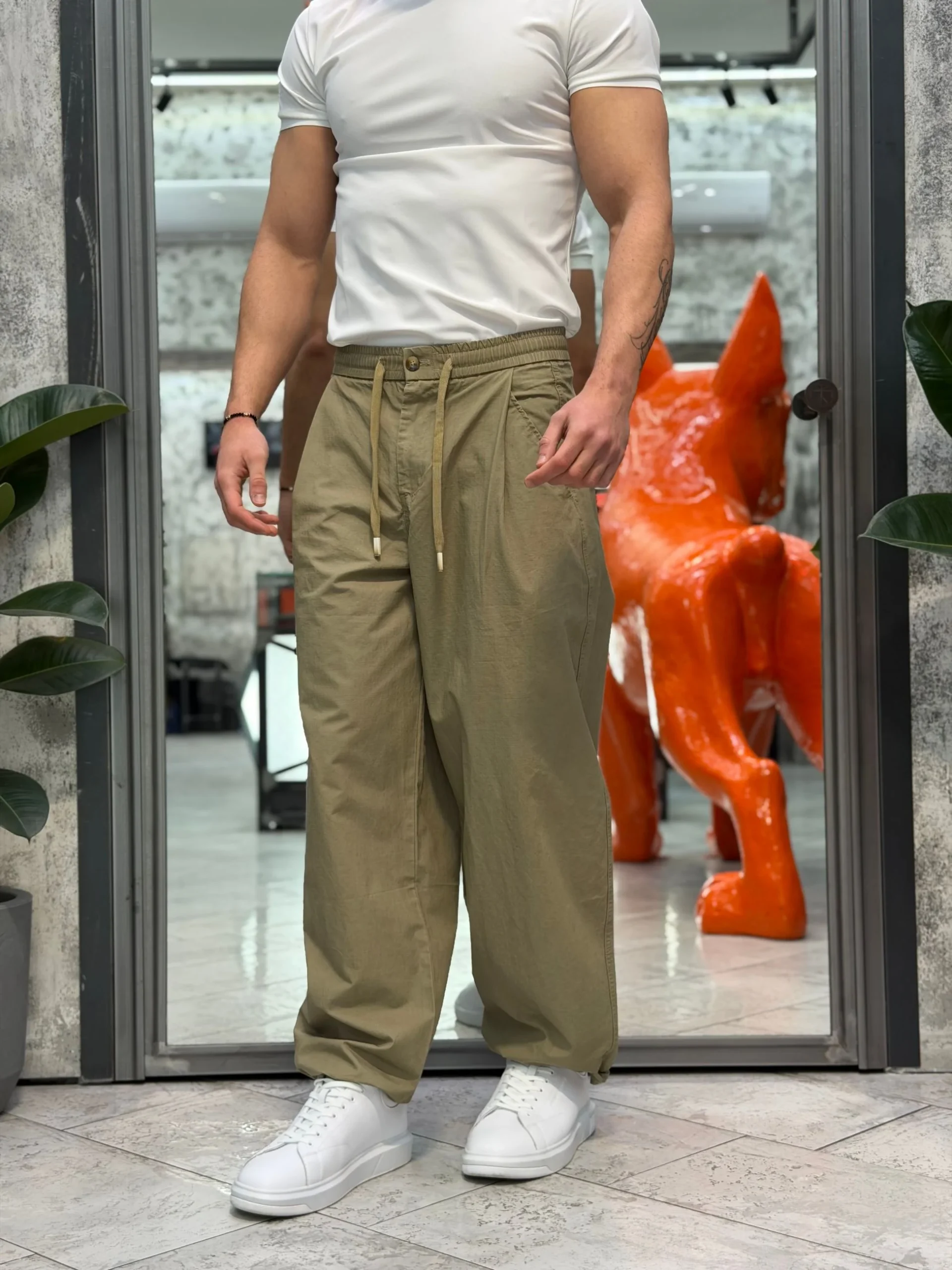 PANTALACCIO IN 100% COTONE MODELLO JAPAN CON PINCE (LACCETTO REGOLABILE AL FONDO) - OVER FIT GLW081G - immagine 6