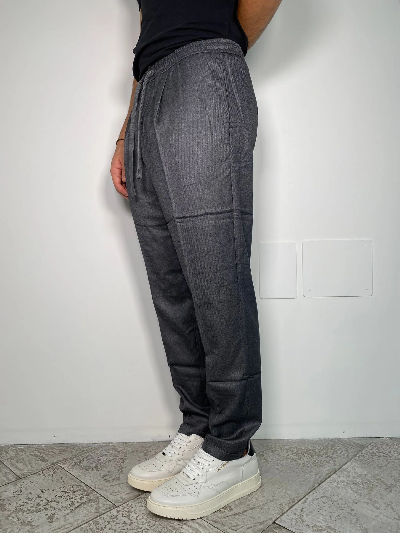 PANTALACCIO BRED IN MISTO LANA ELASTICIZZATO CON RISVOLTINO - REGULAR FIT - immagine 3