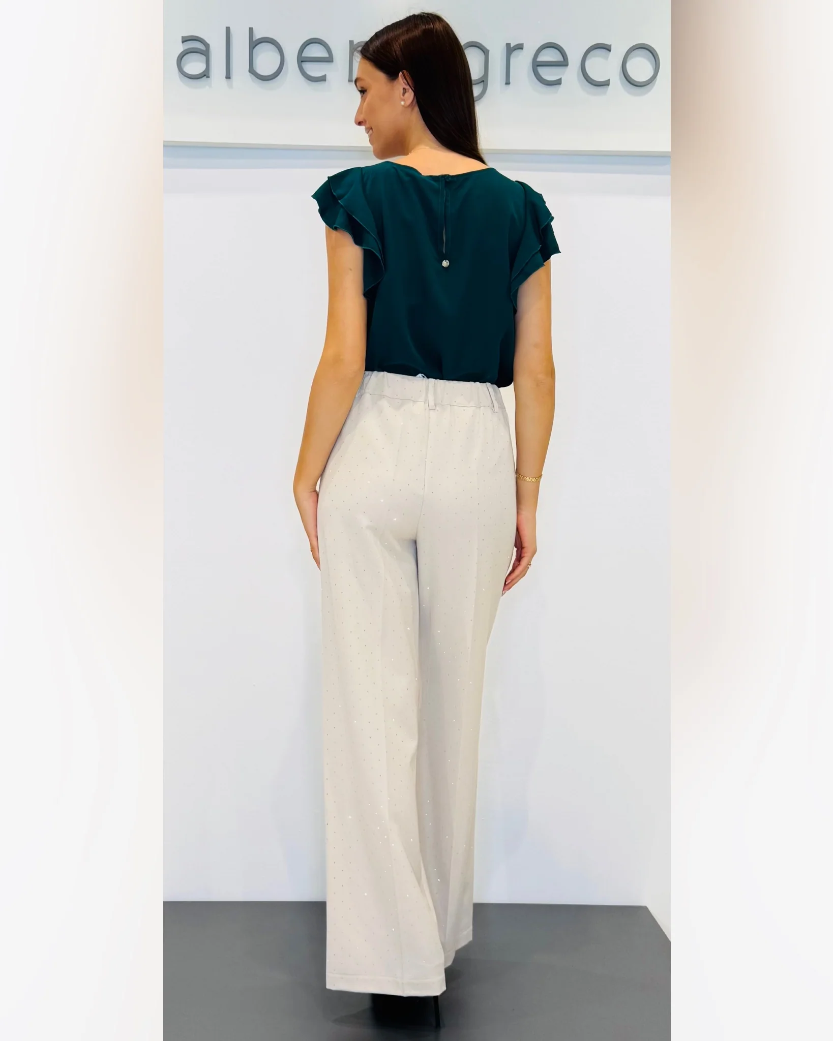 Pantaloni a palazzo con strass - immagine 5