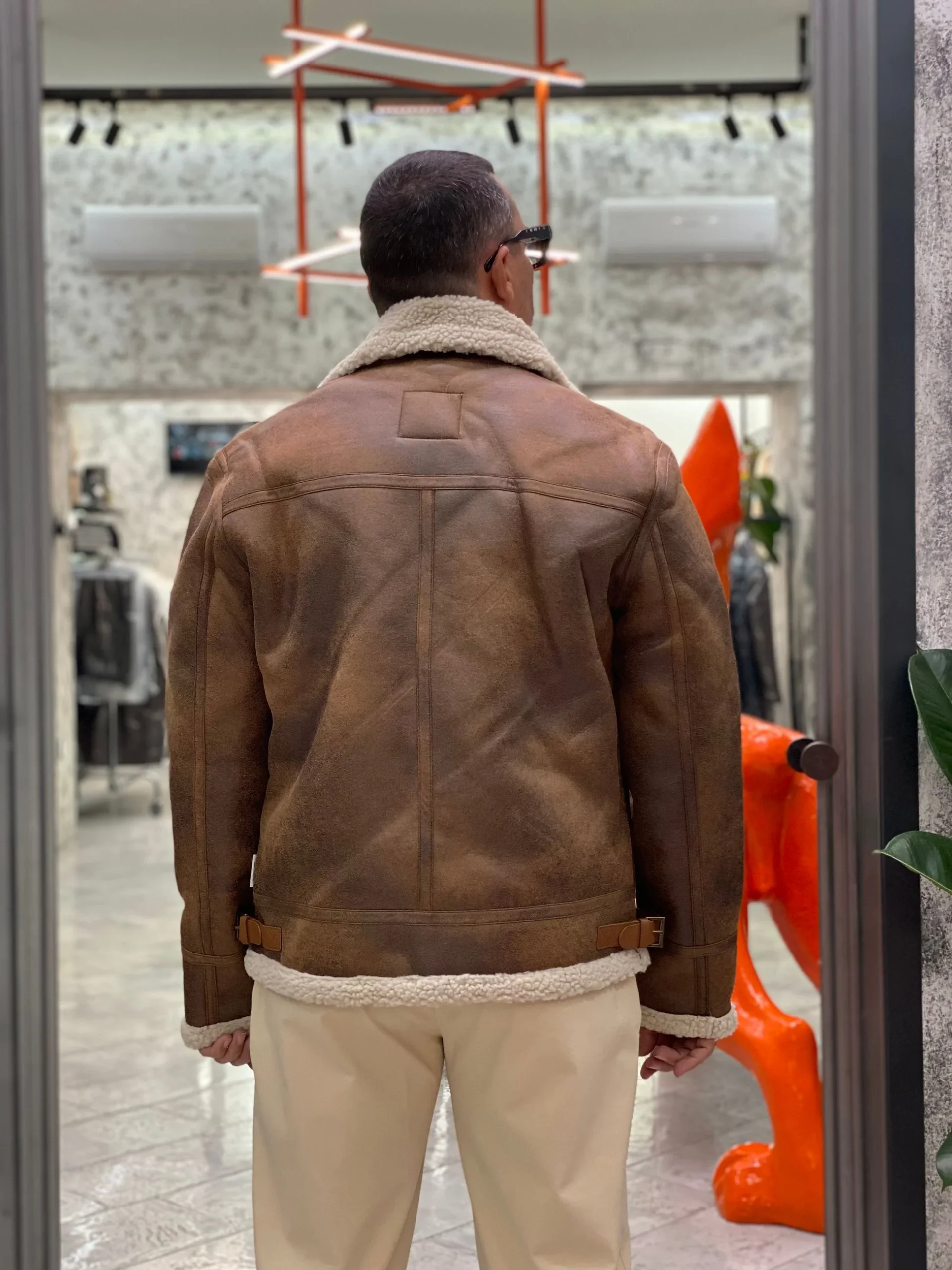 ECOMONTONE MODELLO AVIATOR CON COLLETTO, ORLO ED INTERNO IN PELLICCIA SINTETICA - REGULAR FIT M25228630 - immagine 4