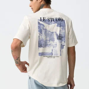 T-SHIRT ALPHA IN 100% COTONE CON STAMPA SUL RETRO - RELAXED FIT 10061480