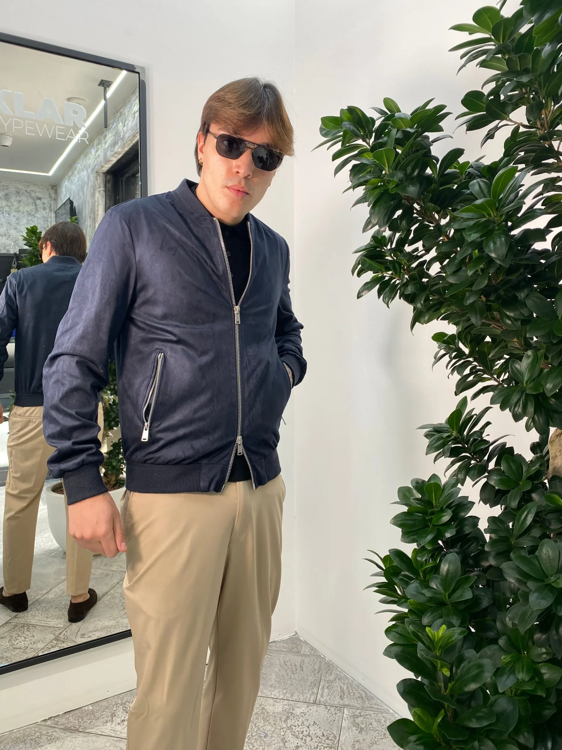 GIUBBINO COLLEGE IN ECOCAMOSCIO CON ELASTICO AL FONDO - REGULAR FIT GL9730-S25.BLU - immagine 6