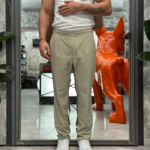 PANTALACCIO IN LEGGERO TESSUTO TECNICO ELASTICIZZATO NO STIRO - COMFORT FIT GL3010TR-S26.BEI