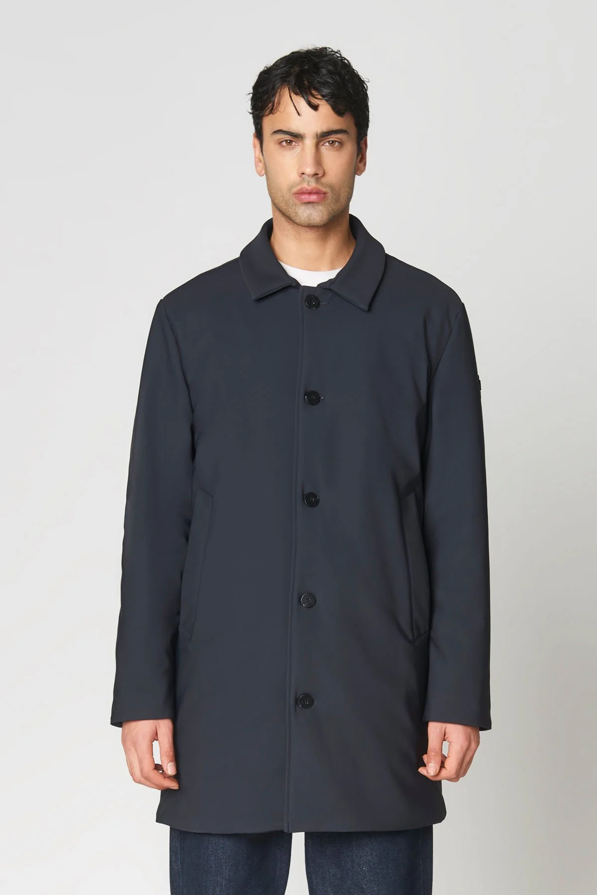 TRENCH FRANK IN TESSUTO TECNICO IMPERMEABILE ED ELASTICIZZATO - COMFORT FIT CN.G225374.BLU