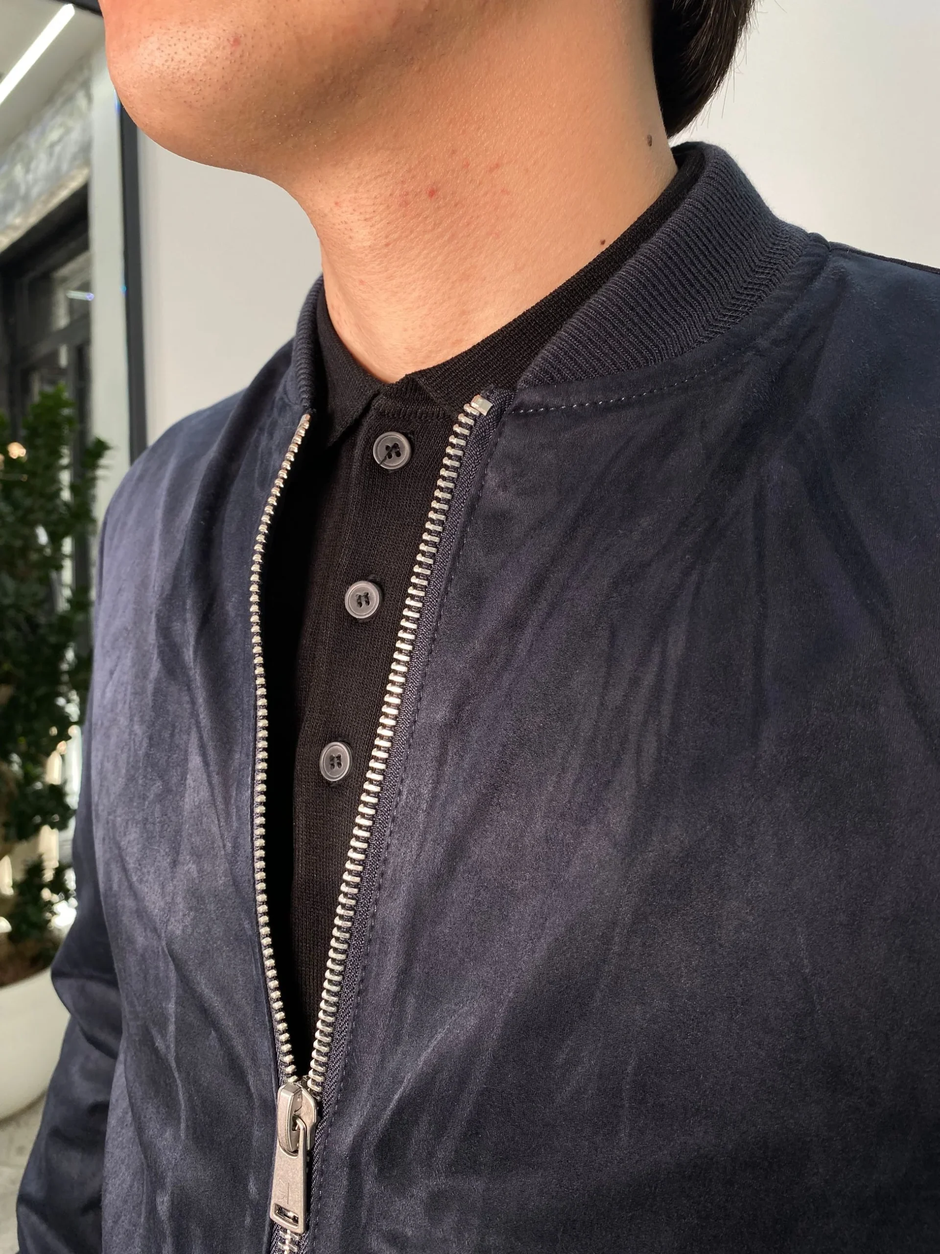 GIUBBINO COLLEGE IN ECOCAMOSCIO CON ELASTICO AL FONDO - REGULAR FIT GL9730-S25.BLU - immagine 3