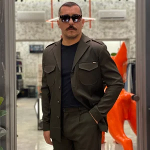 GIACCA MONOPETTO DA COMPLETO CON TASCHE A TOPPA E BOTTONI IN METALLO - REGULAR FIT GN21789.VMIL