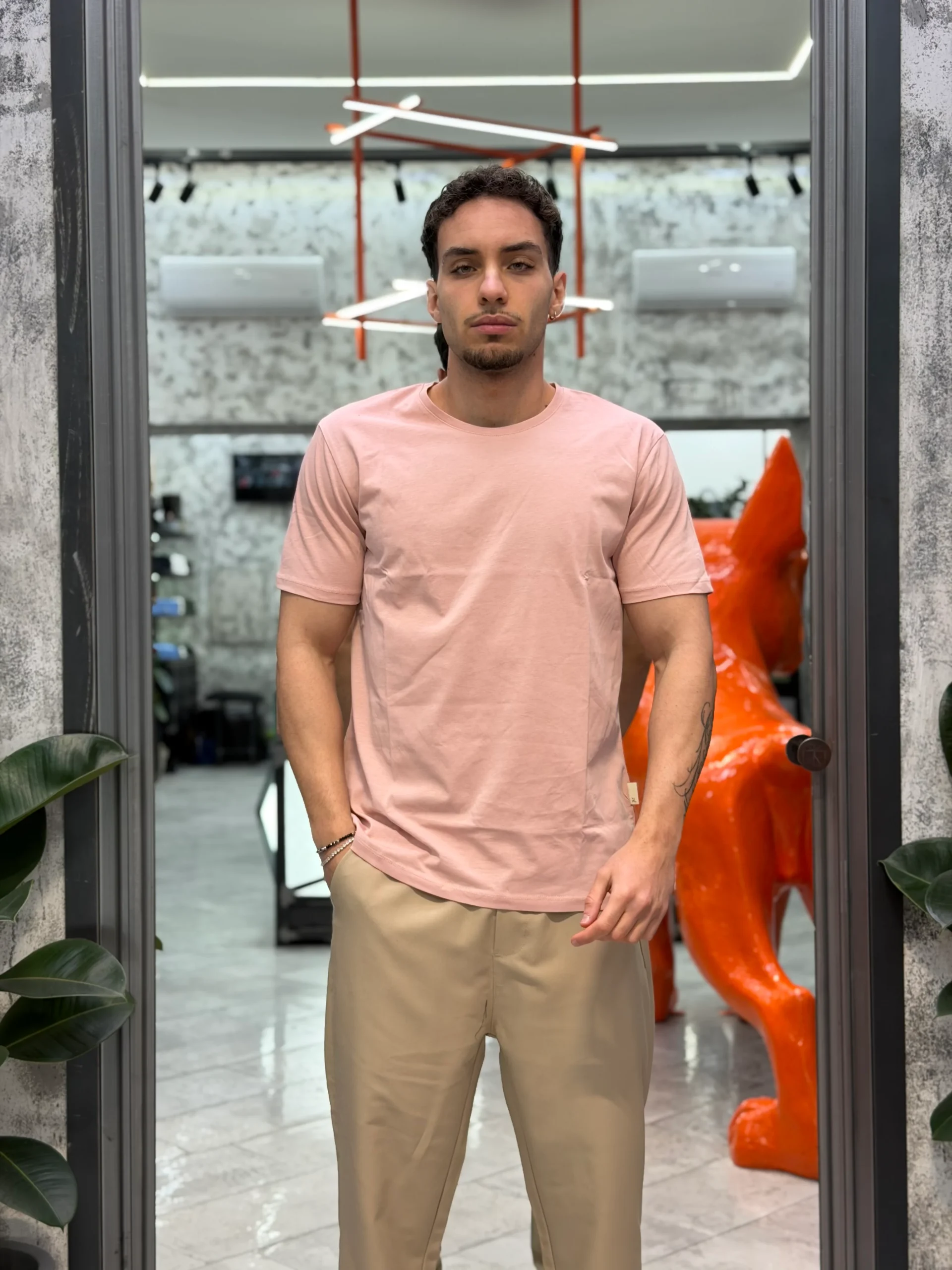 T-SHIRT BASIC IN 100% COTONE EXTRA FINE - REGULAR FIT GL1078F-S26.ROSA - immagine 2