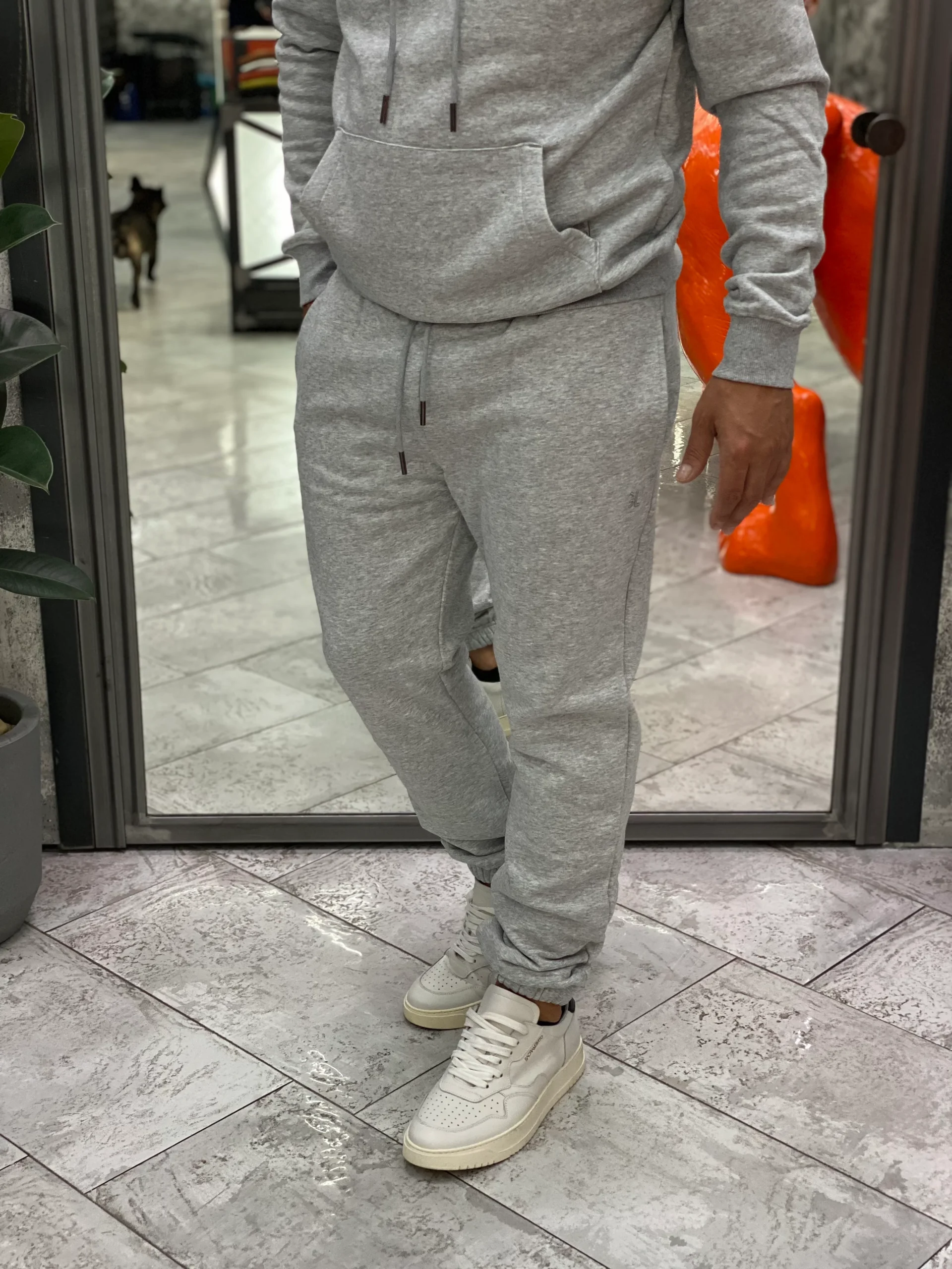 PANTALONE TUTA CON ELASTICO IN VITA E AL FONDO - REGULAR FIT GL2245F-F25.GRI - immagine 2