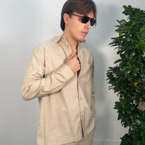 OVERSHIRT DA COORDINATO IN TESSUTO FIAMMATO CON TASCHINO - RELAXED FIT GBE1010SS.ECR