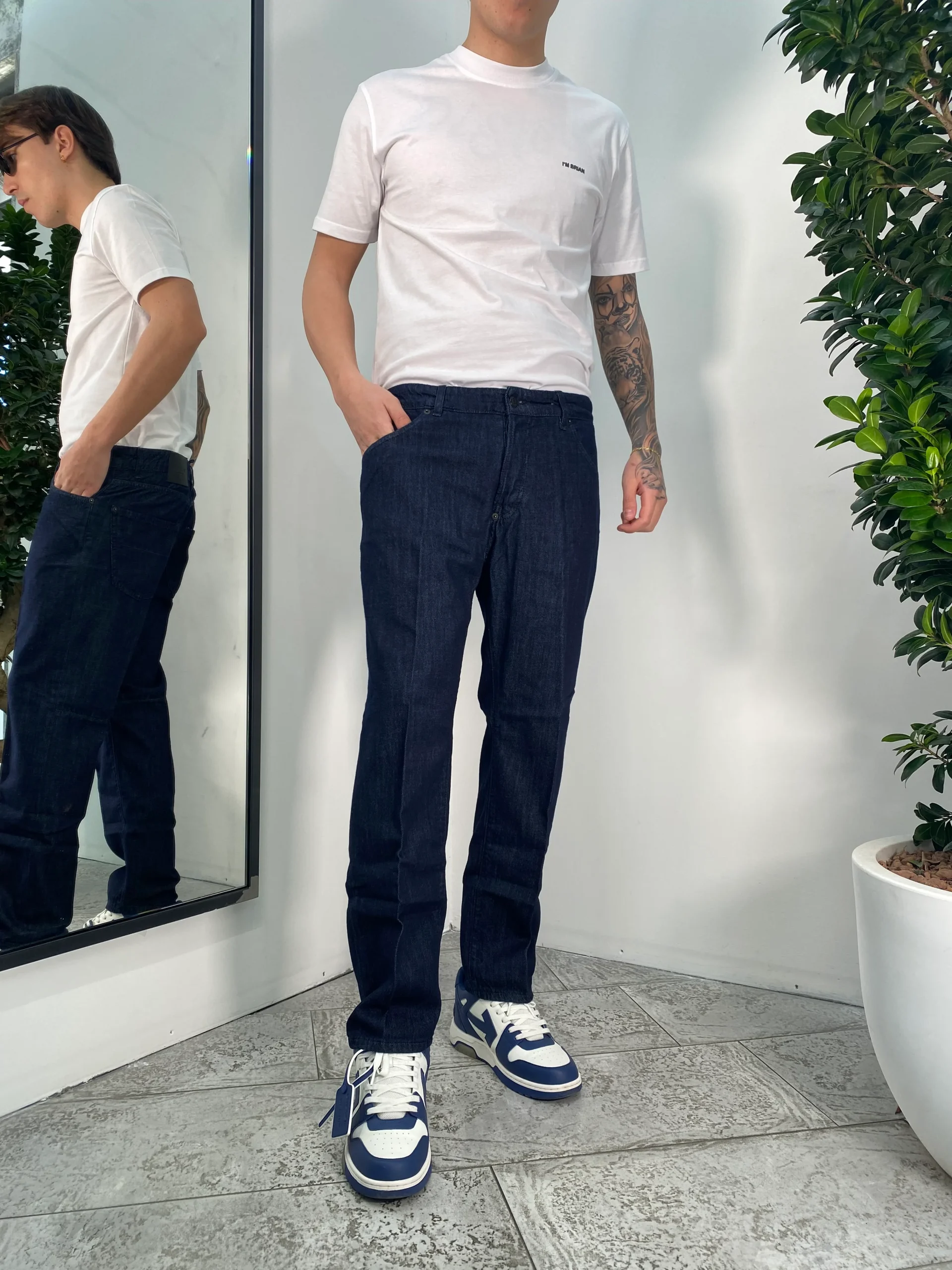 JEANS IN LEGGERO DENIM CHAMBRAY LAVAGGIO ZERO - REGULAR FIT