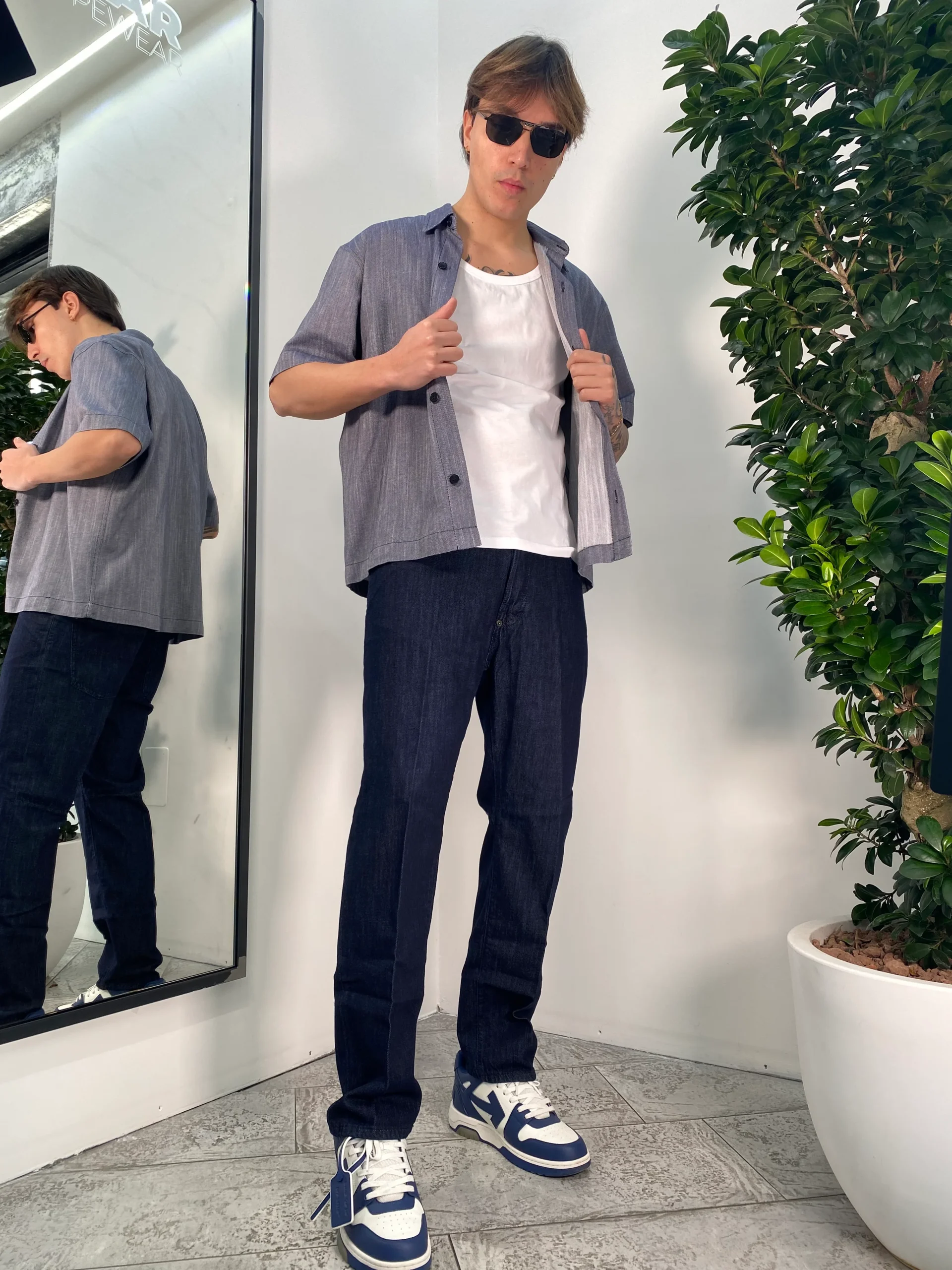 JEANS IN LEGGERO DENIM CHAMBRAY LAVAGGIO ZERO - REGULAR FIT - immagine 8