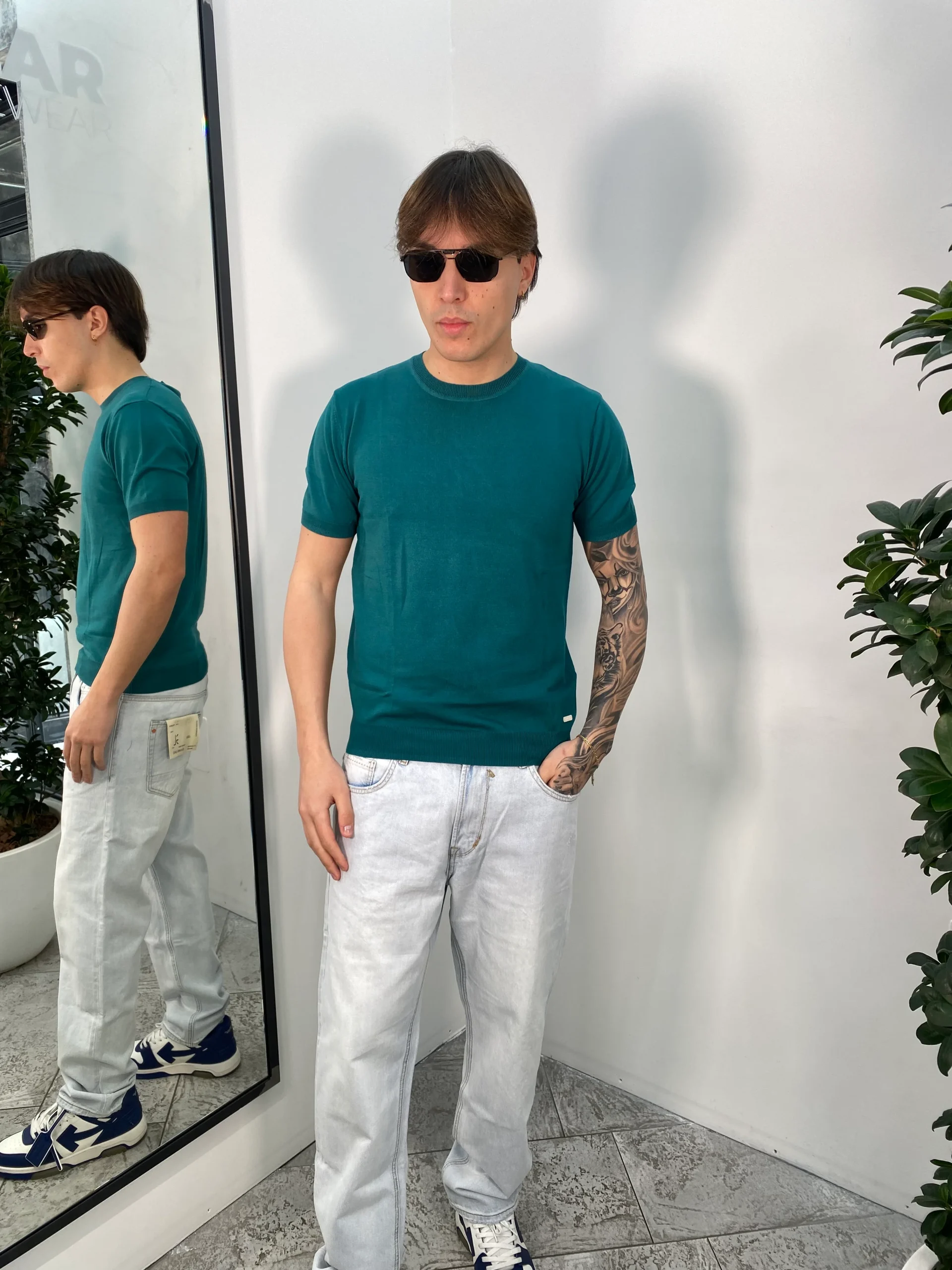 T-SHIRT IN FILO BASIC - MANICHE E VITA ELASTICIZZATE - REGULAR FIT