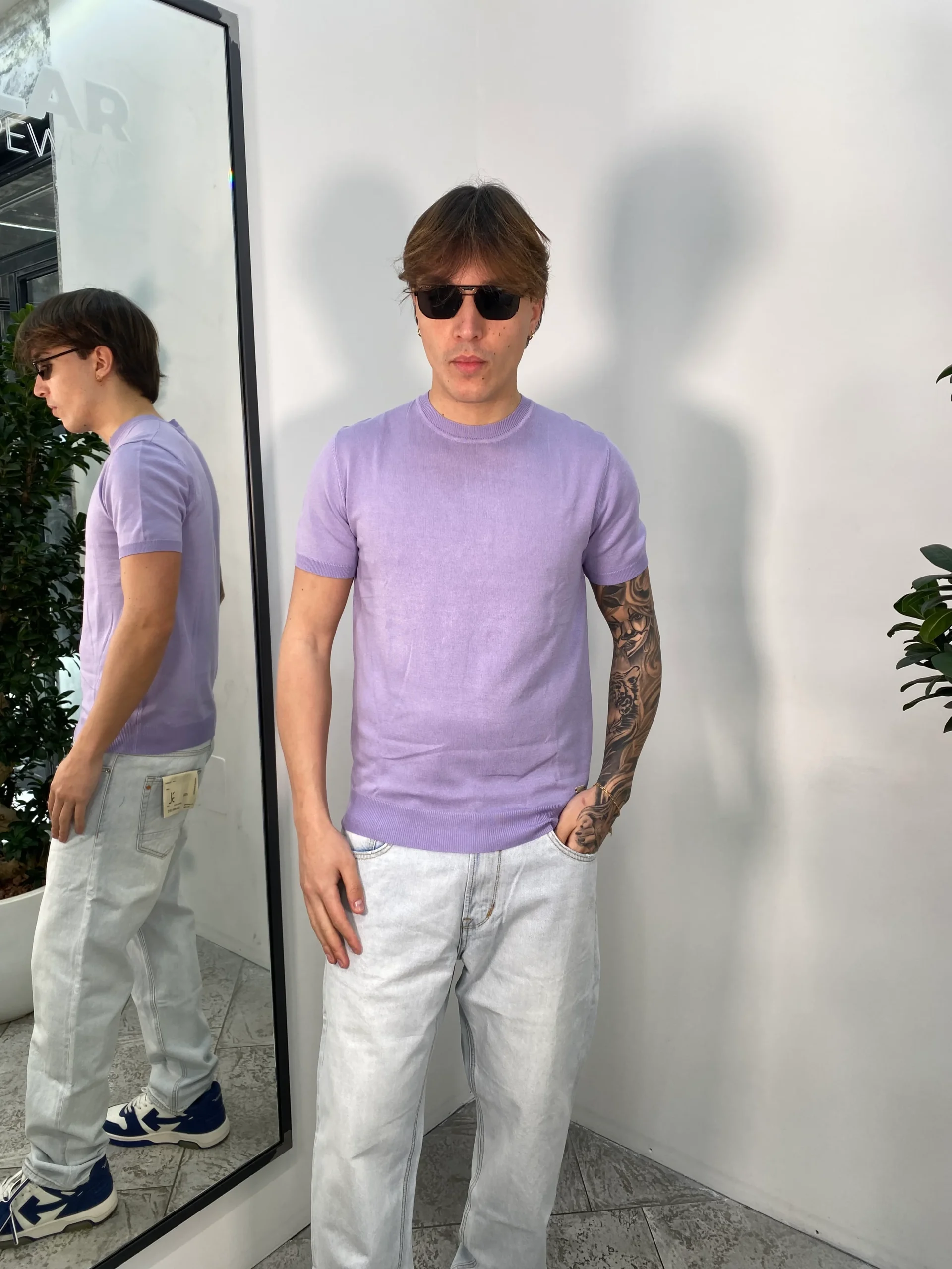 T-SHIRT IN FILO BASIC - MANICHE E VITA ELASTICIZZATE - REGULAR FIT - immagine 4