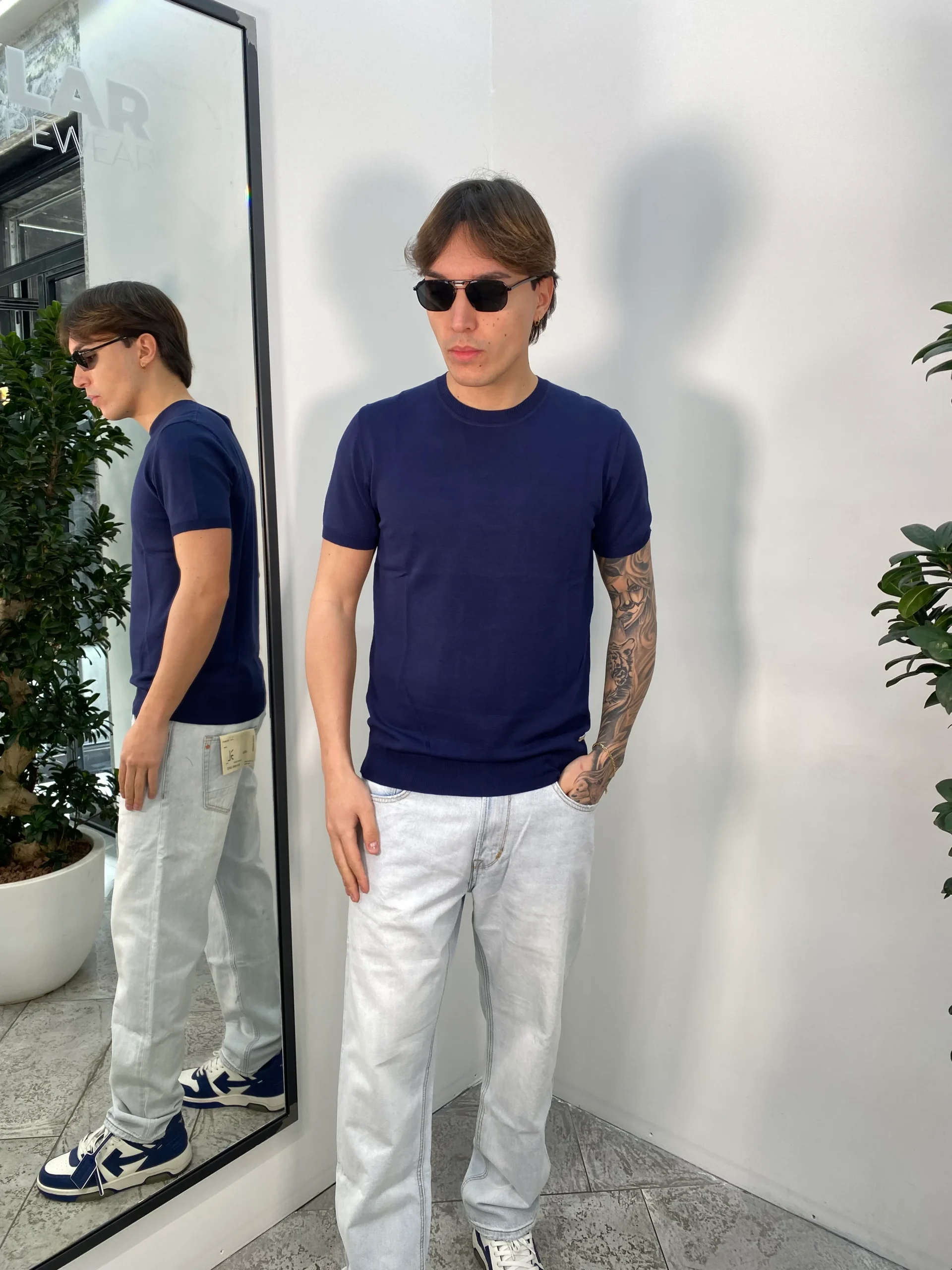 T-SHIRT IN FILO BASIC - MANICHE E VITA ELASTICIZZATE - REGULAR FIT - immagine 8