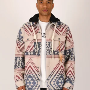 OVERSHIRT AZTECO IN MISTO COTONE CON COLLETTO CLASSICO E CAPPUCCIO REMOVIBILE - REGULAR FIT M252277-30